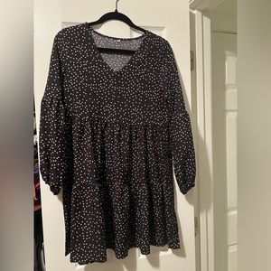 Black and white polka dot long sleeve dress